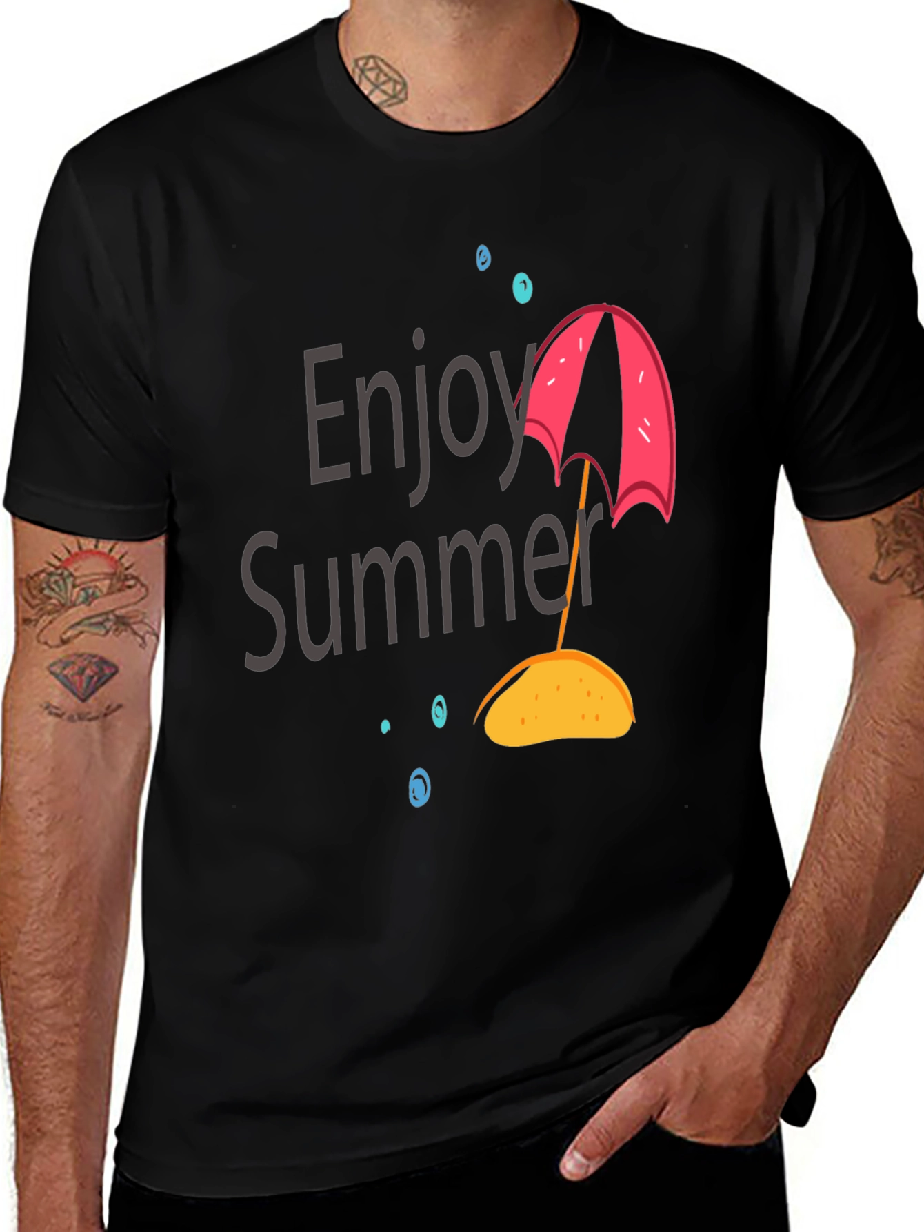 Enjoy Summer Graphic T-Shirt - Black Cotton Tee