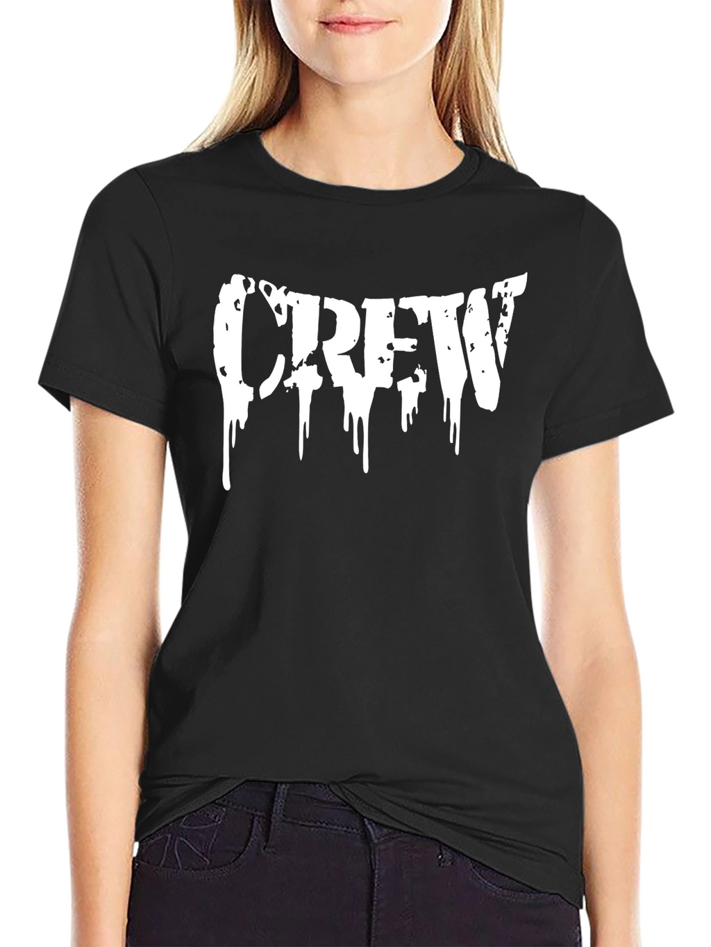 Crew Drip Graphic T-Shirt - Black Cotton Tee