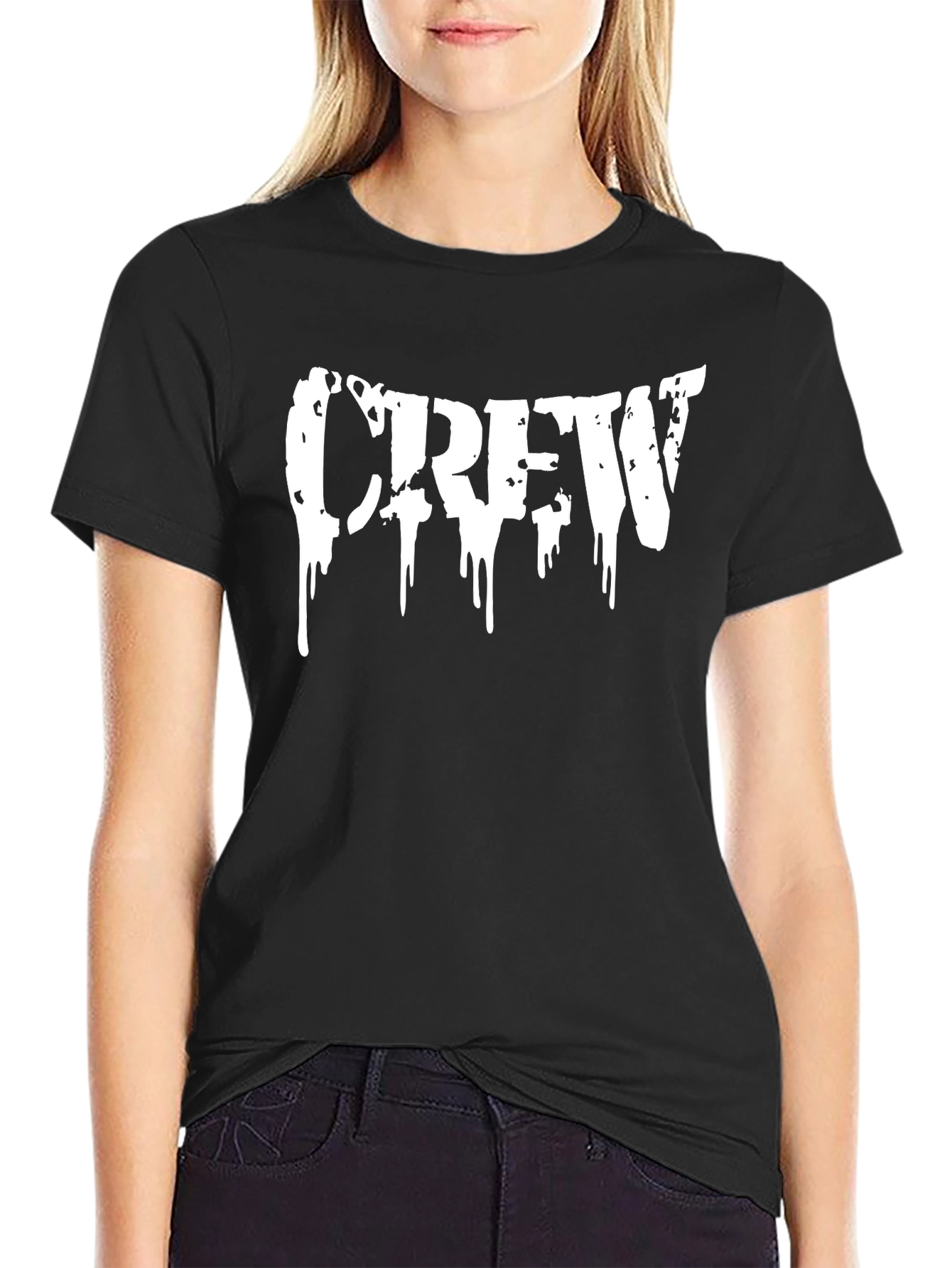 Crew Drip Graphic T-Shirt - Black Cotton Tee