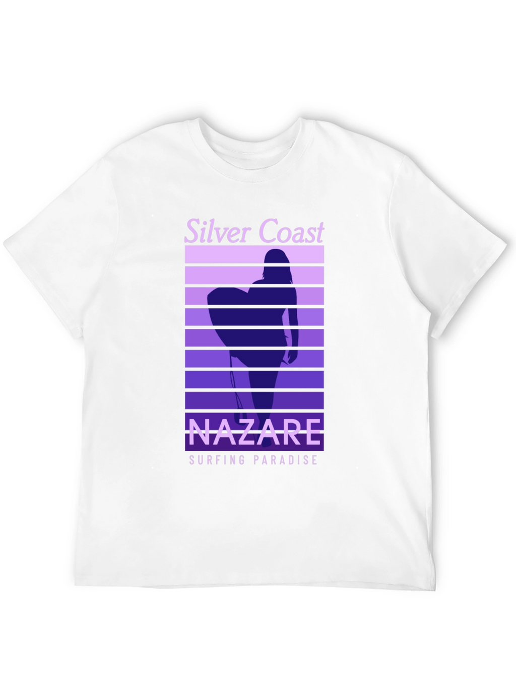 Nazare Surfing Paradise T-Shirt - Silver Coast Design