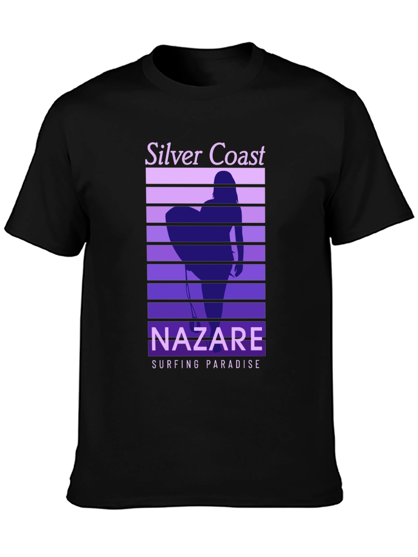 Nazare Surfing Paradise T-Shirt - Silver Coast Design