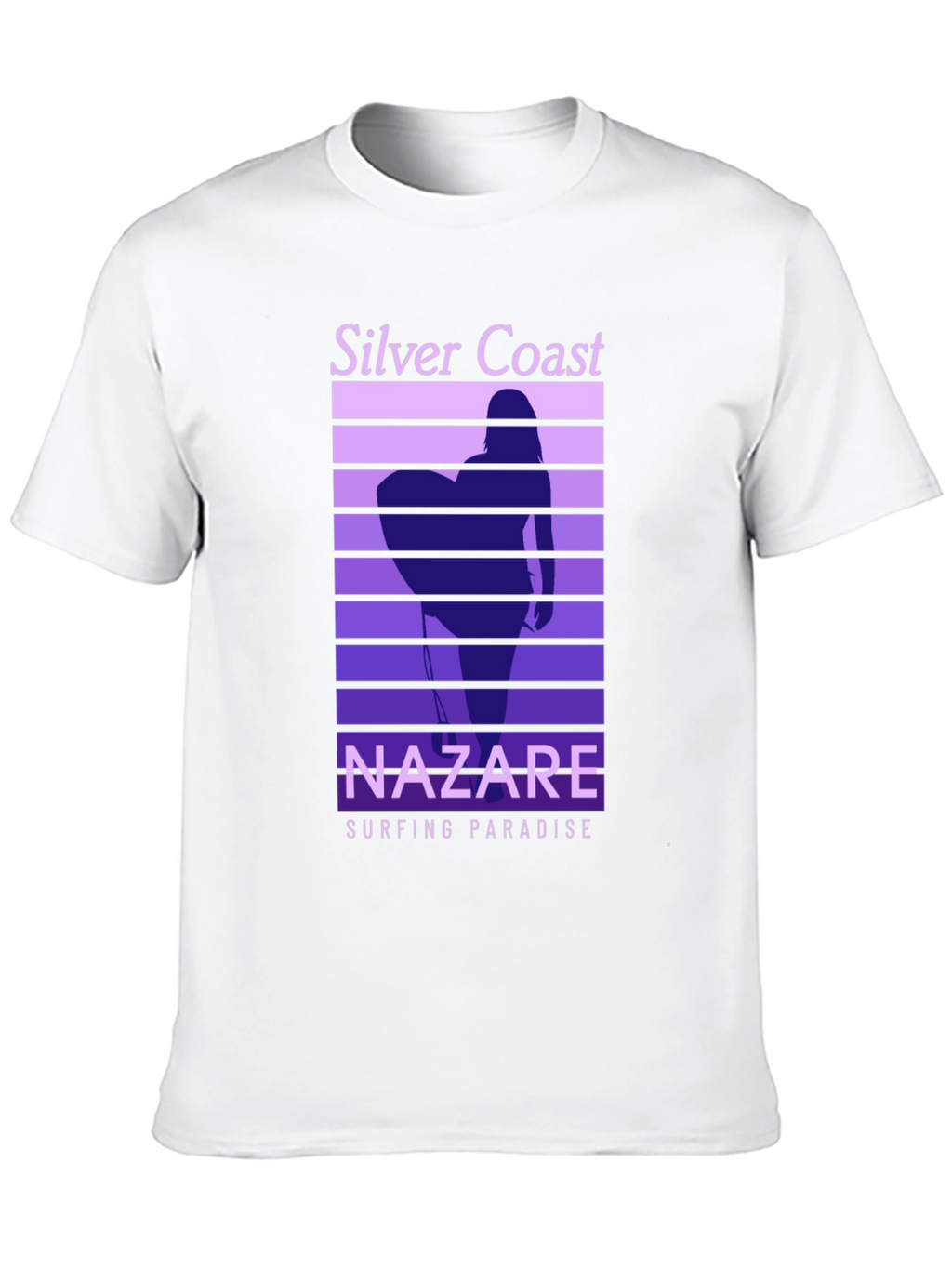 Nazare Surfing Paradise T-Shirt - Silver Coast Design