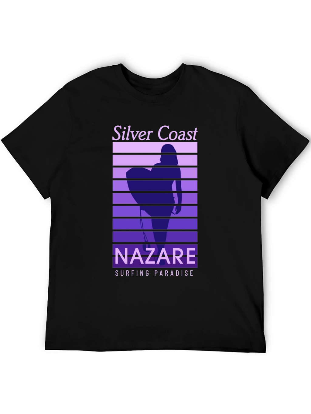 Nazare Surfing Paradise T-Shirt - Silver Coast Design