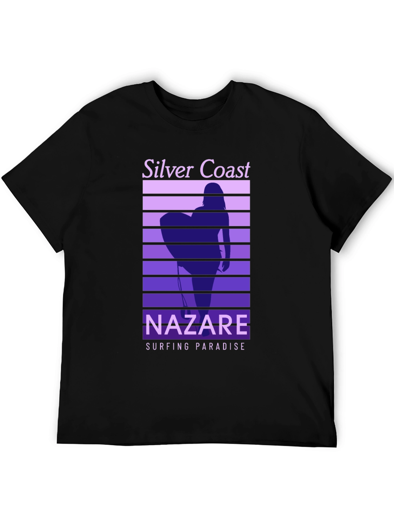 Nazare Surfing Paradise T-Shirt - Silver Coast Design