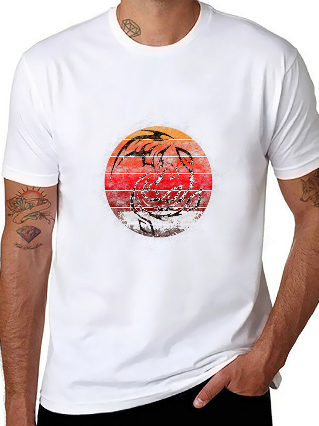 Retro Sunset Dragon Graphic Tee