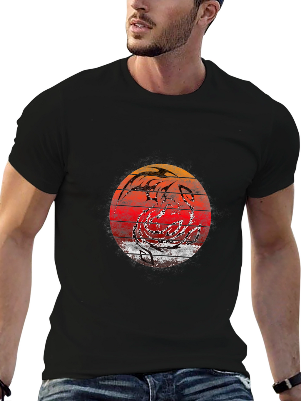 Retro Sunset Dragon Graphic Tee