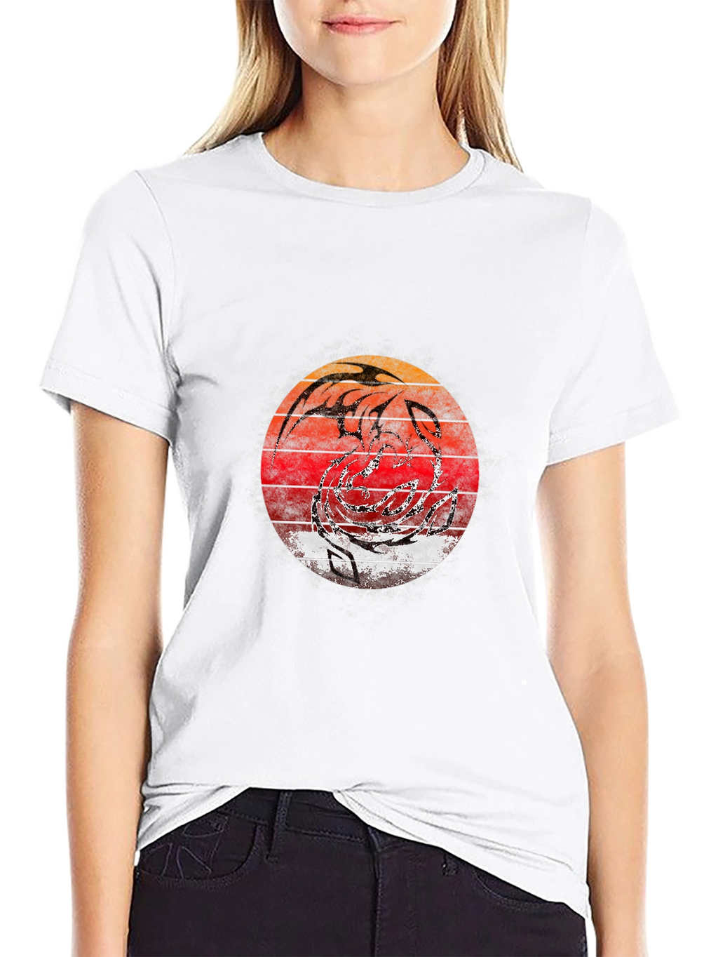 Retro Sunset Dragon Graphic Tee