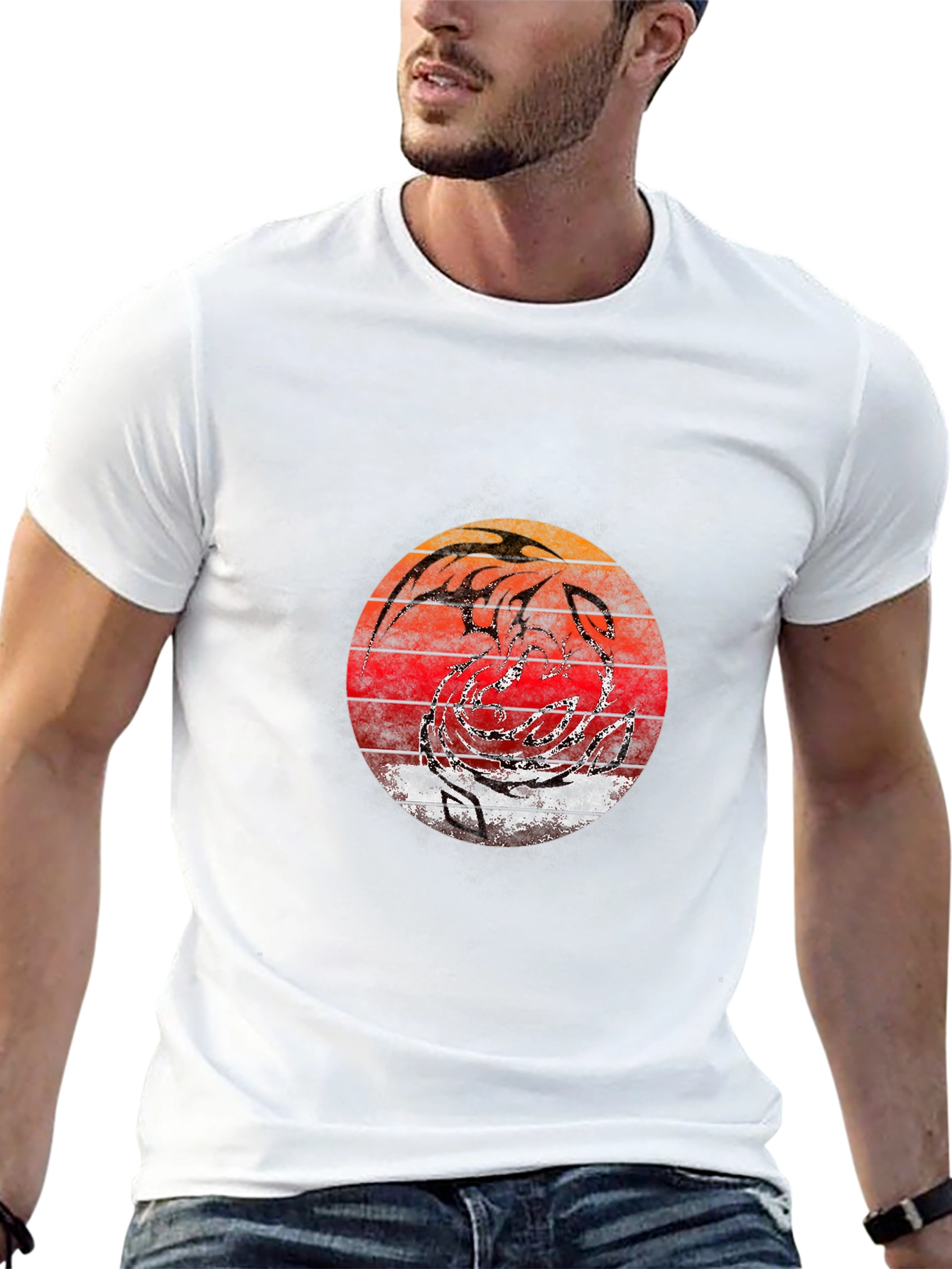Retro Sunset Dragon Graphic Tee