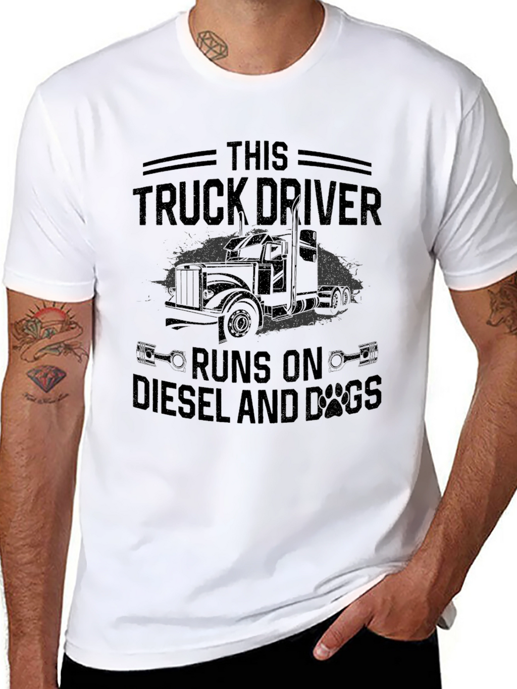 Truck Driver Diesel and Dogs Graphic Tee