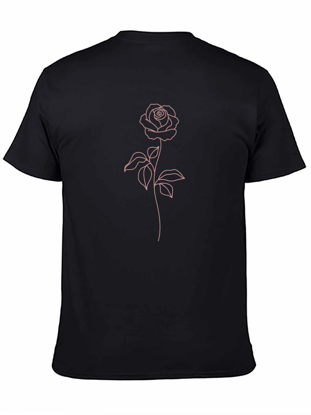 Rose Line Art Tee - Black Casual Shirt