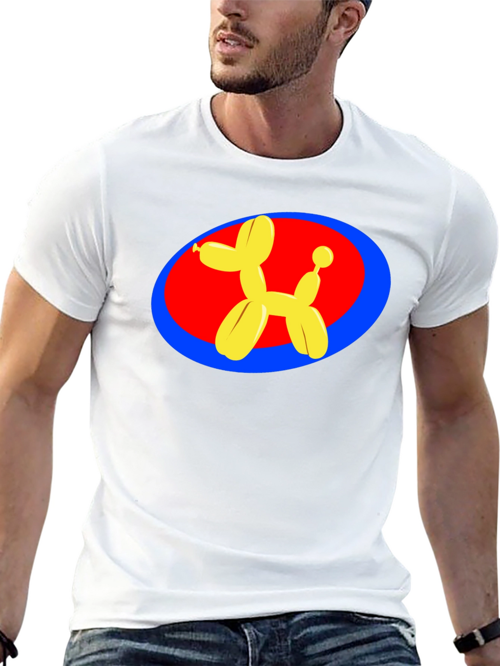 Balloon Dog Graphic Tee - Black Cotton T-Shirt