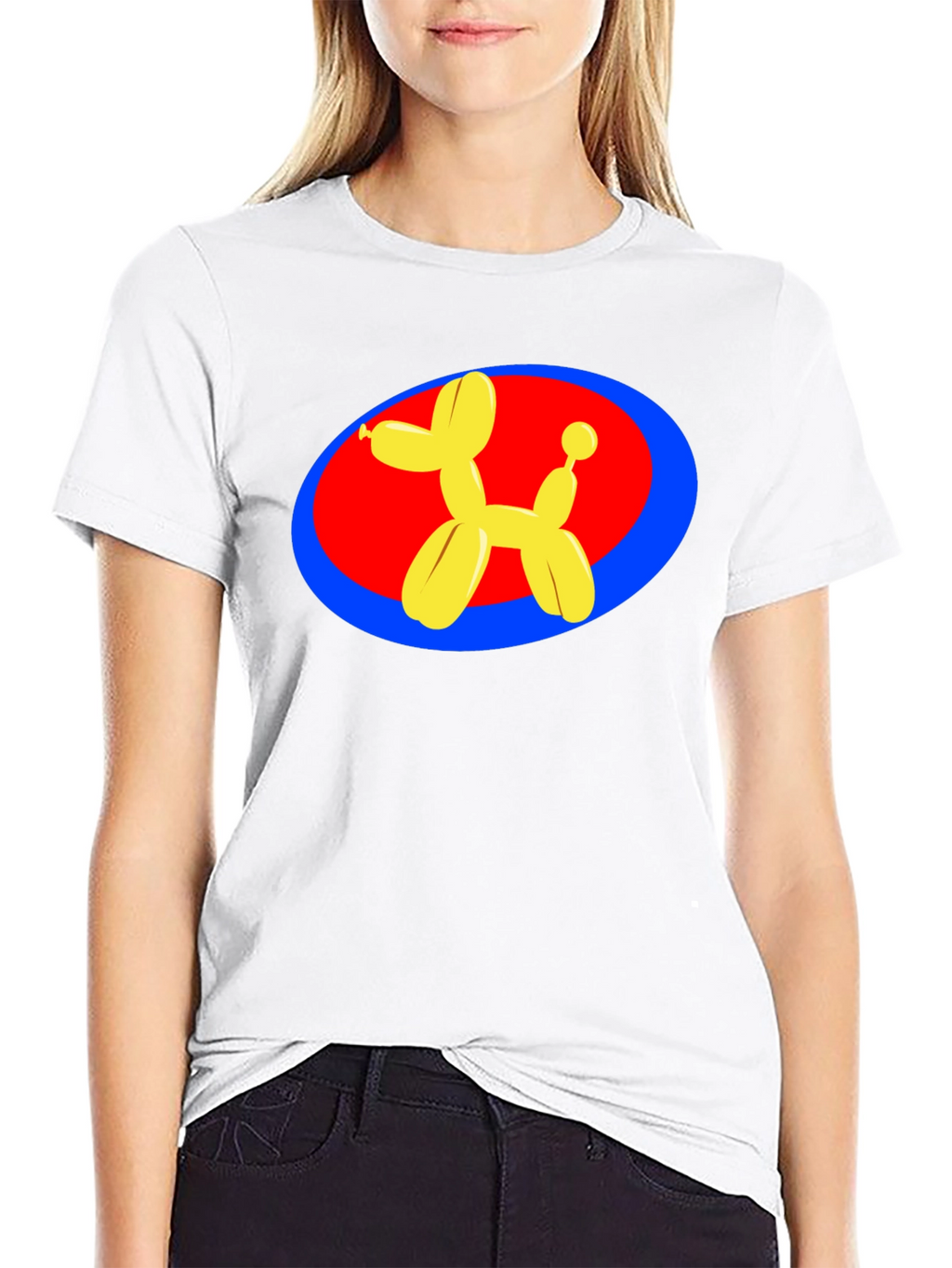 Balloon Dog Graphic Tee - Black Cotton T-Shirt