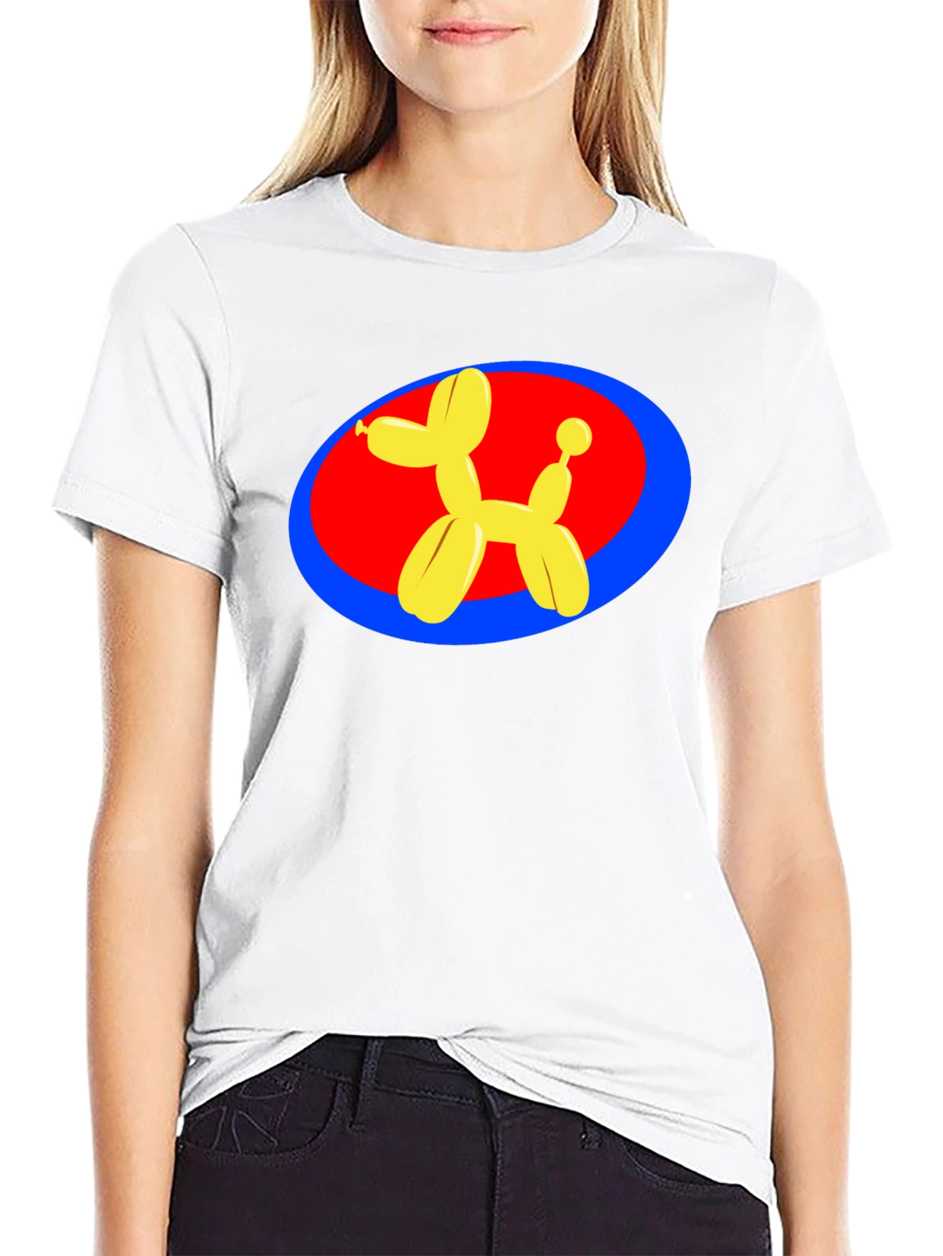 Balloon Dog Graphic Tee - Black Cotton T-Shirt
