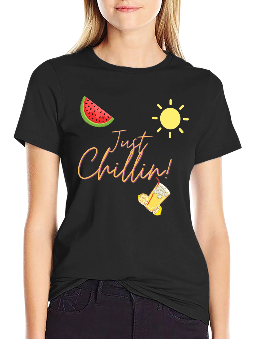 Just Chillin Graphic Black T-Shirt