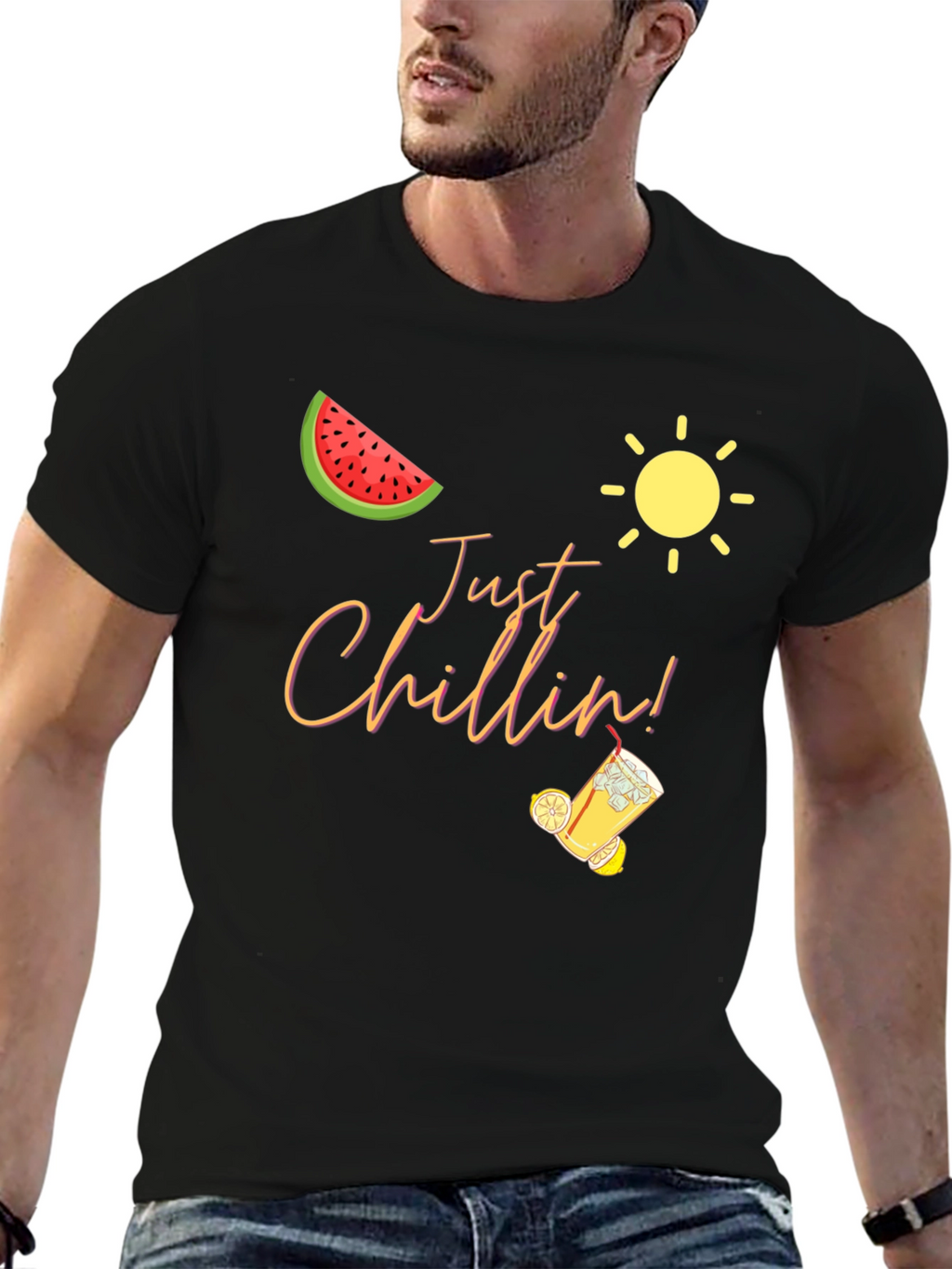 Just Chillin Graphic Black T-Shirt