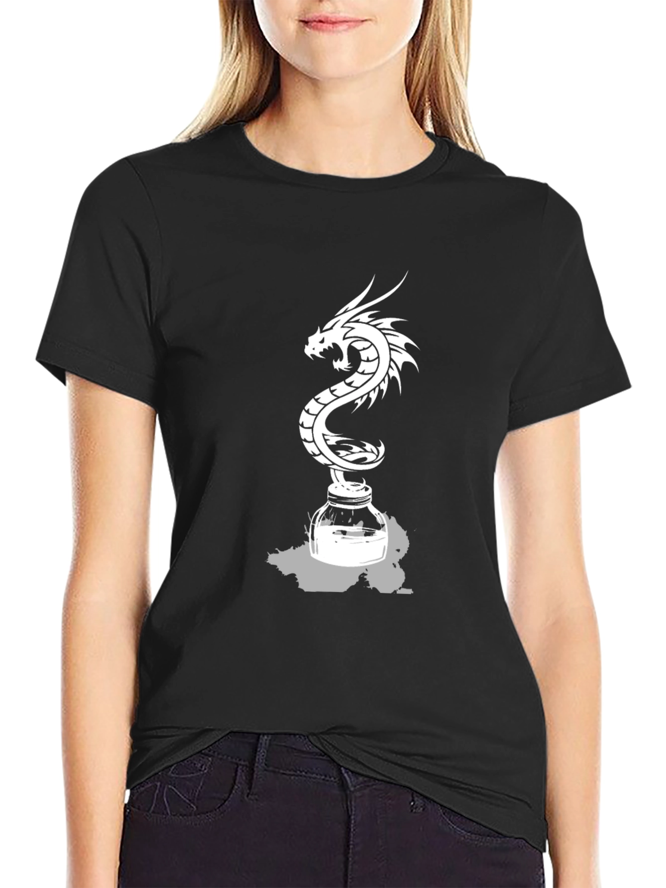 Dragon Inkwell Graphic Tee - Black Cotton Blend