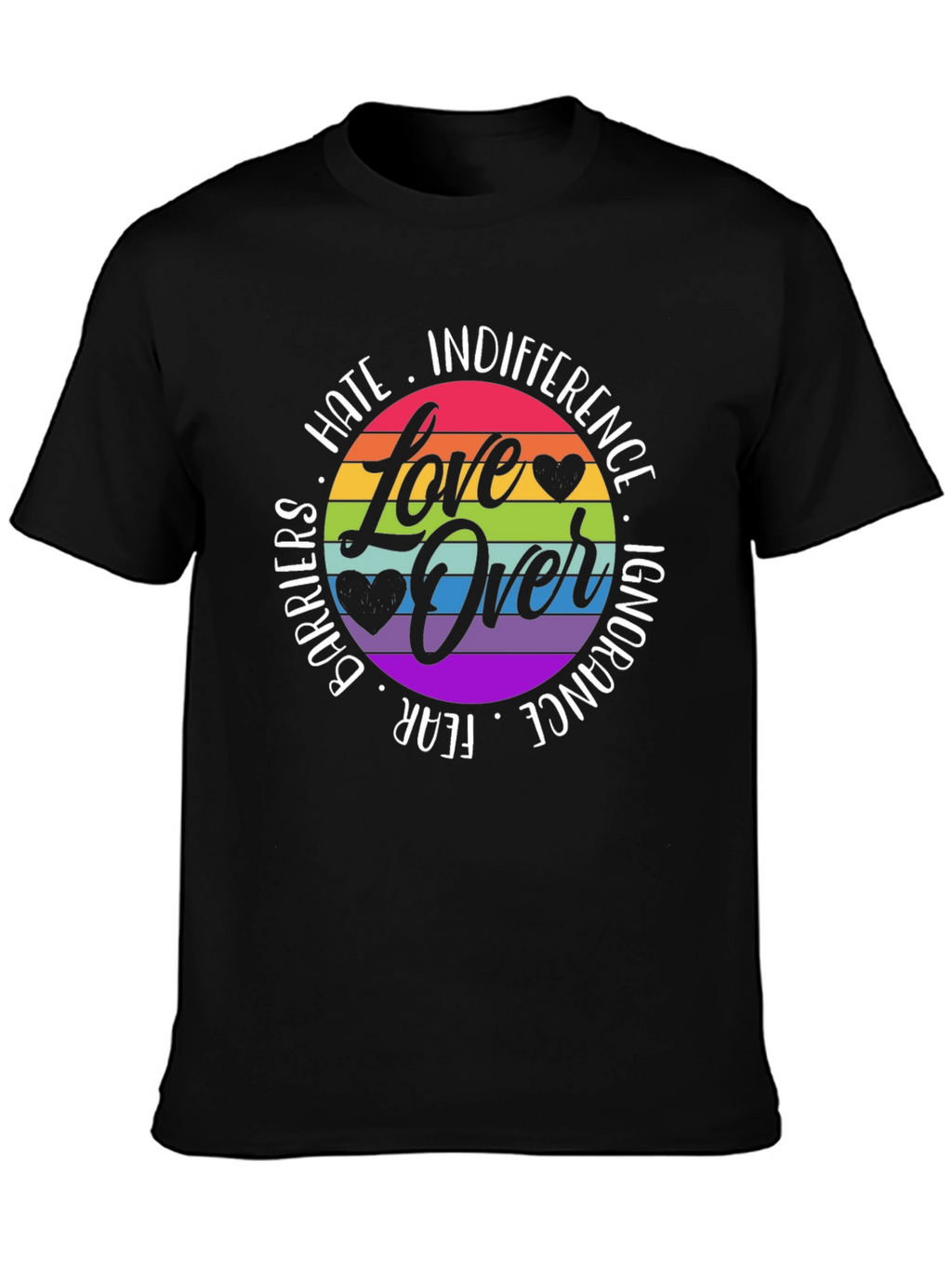 Love Over Hate Rainbow Graphic Tee