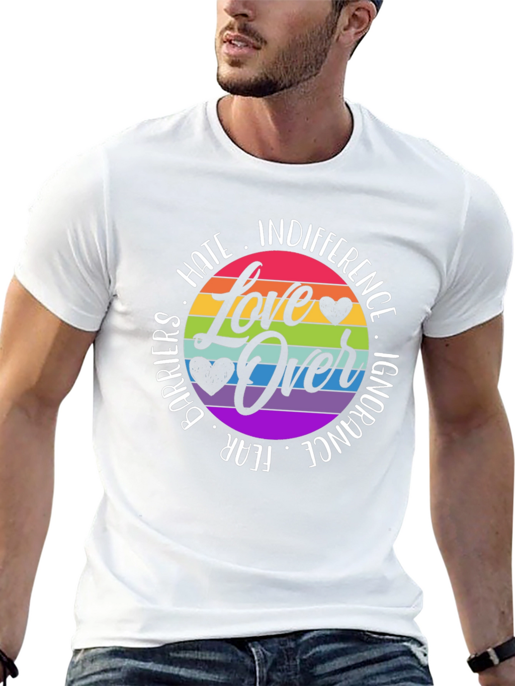 Love Over Hate Rainbow Graphic Tee