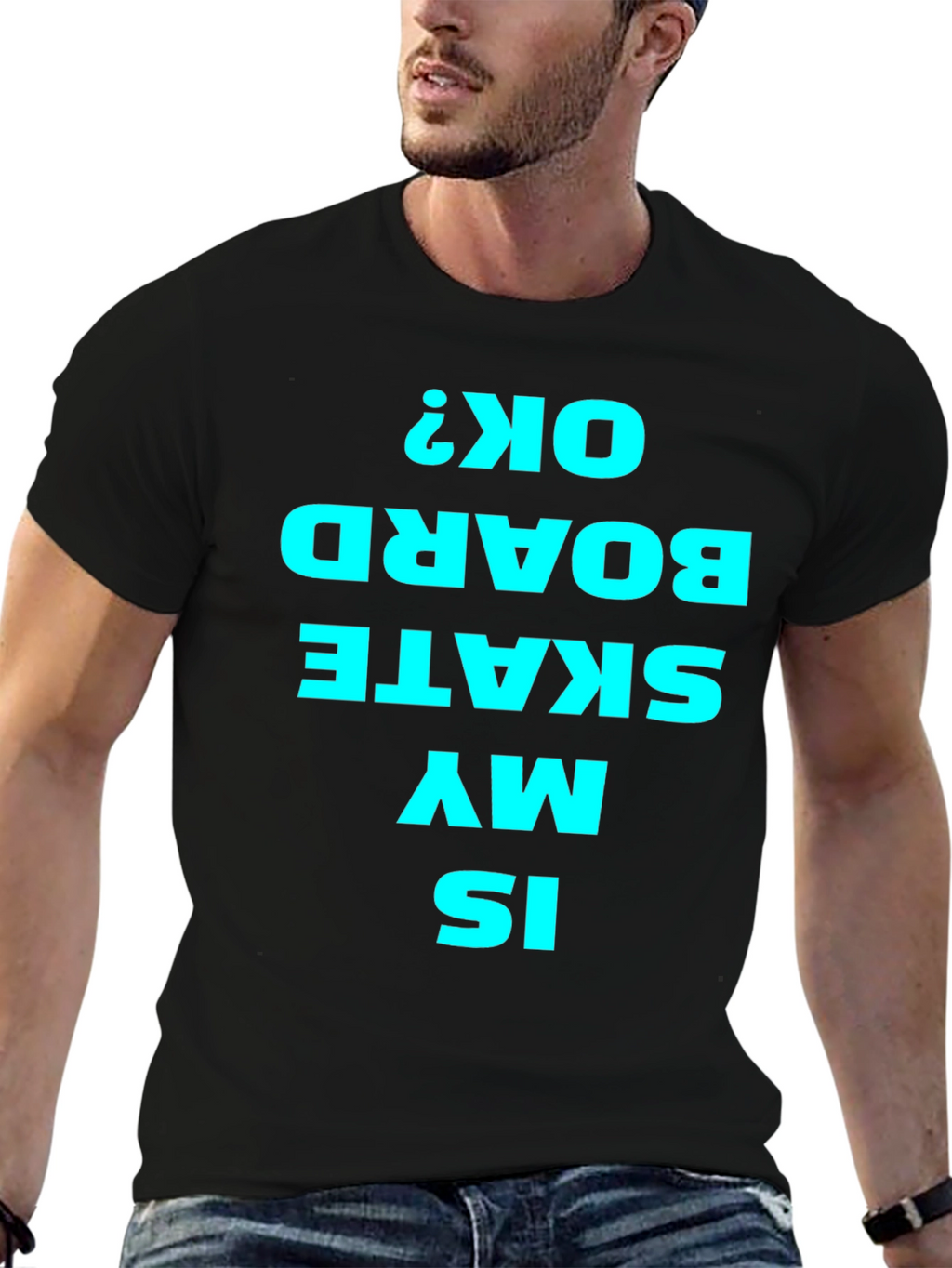 Is My Skateboard OK? Black Graphic Tee