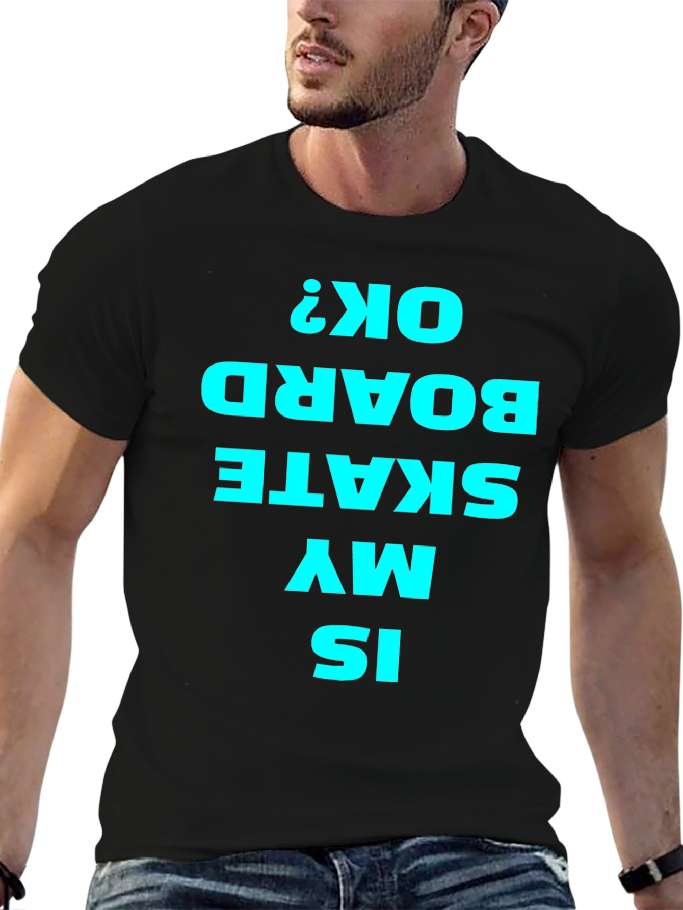 Is My Skateboard OK? Black Graphic Tee