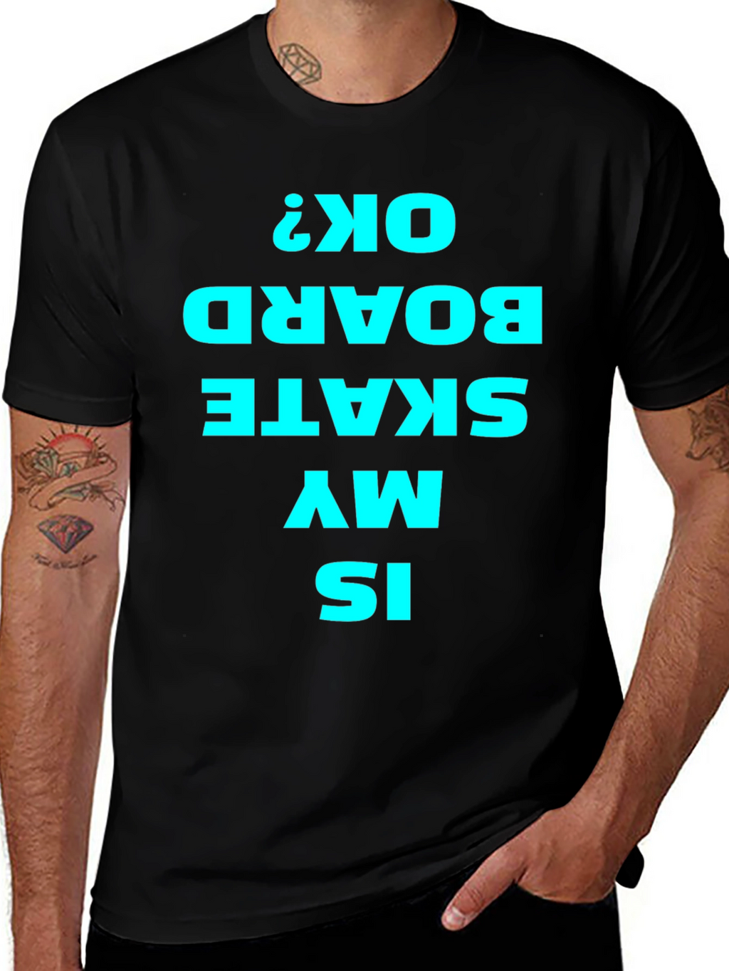 Is My Skateboard OK? Black Graphic Tee