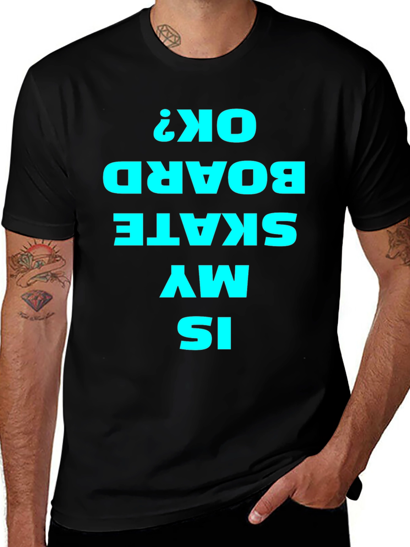 Is My Skateboard OK? Black Graphic Tee