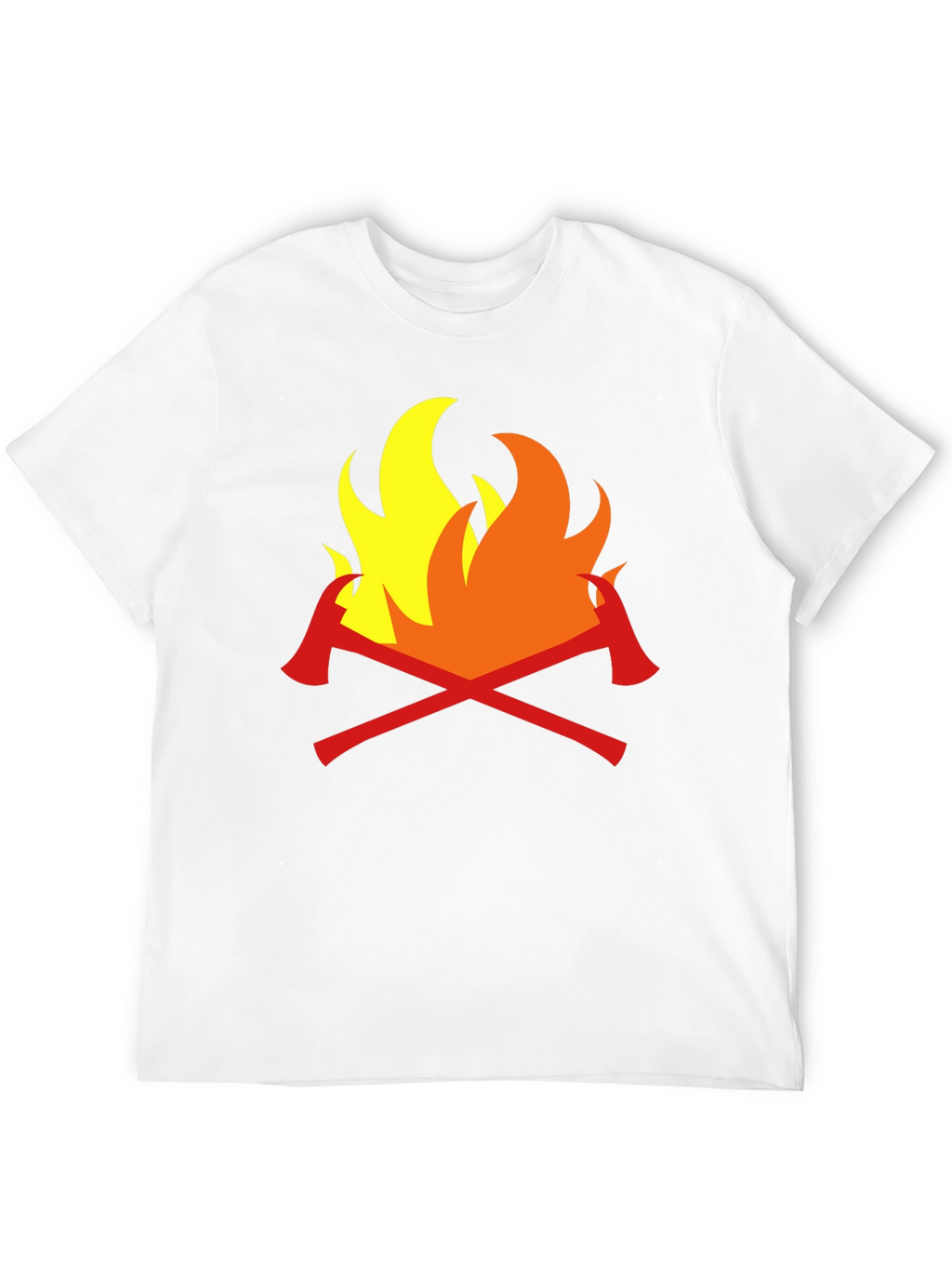 Firefighter Axes Flames Graphic Tee - Black Cotton