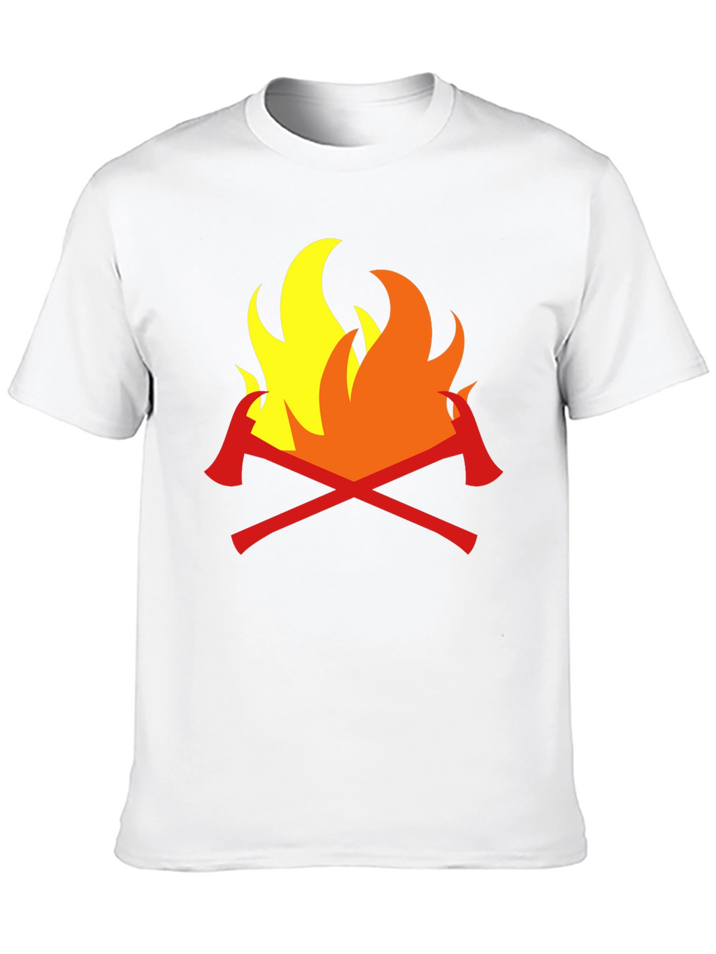 Firefighter Axes Flames Graphic Tee - Black Cotton