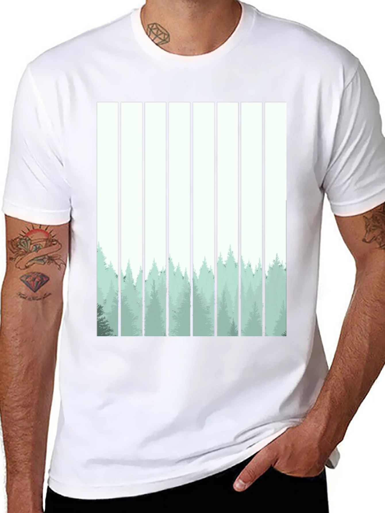 Abstract Forest Graphic Tee - Mens Black T-Shirt