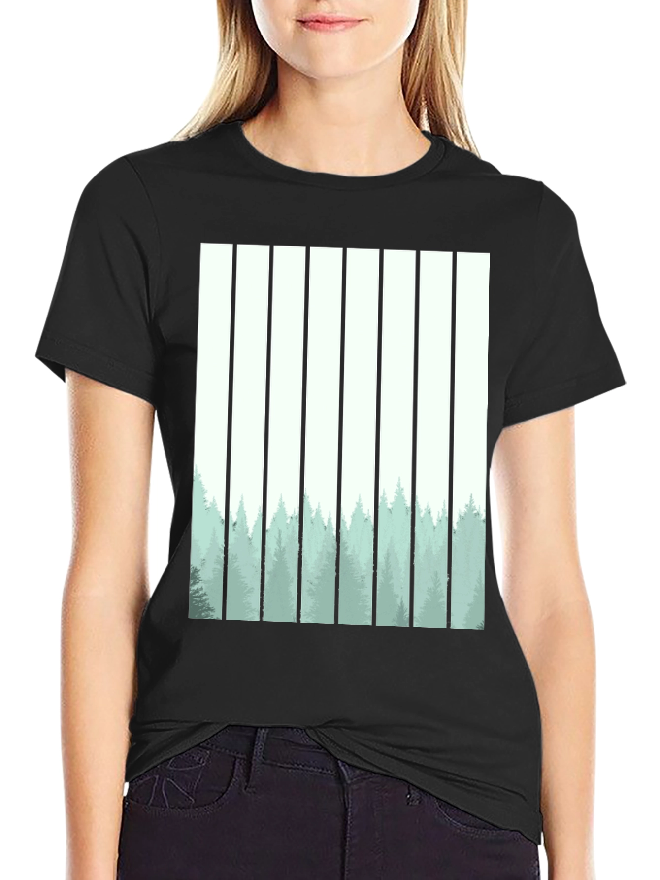 Abstract Forest Graphic Tee - Mens Black T-Shirt