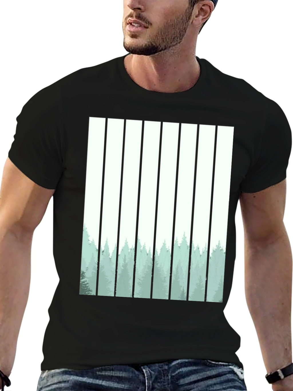 Abstract Forest Graphic Tee - Mens Black T-Shirt