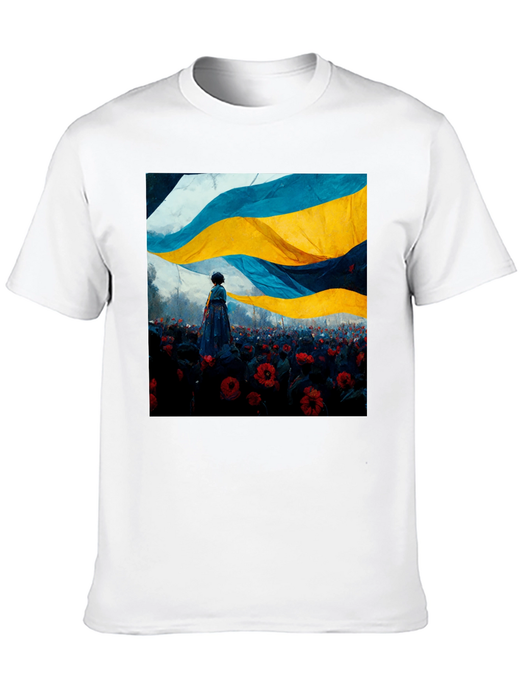 Ukraine Flag Art Graphic Tee - Black Cotton
