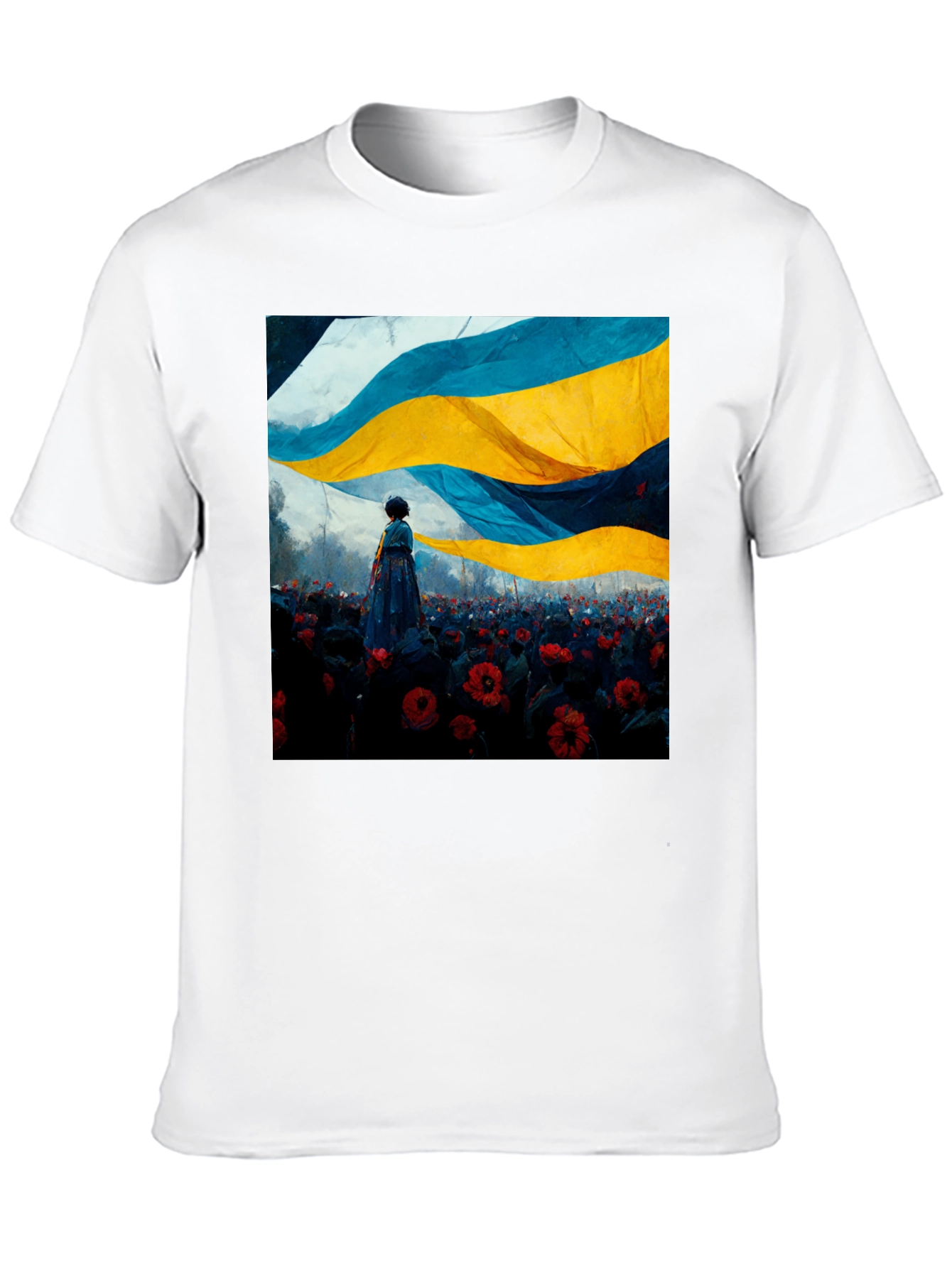 Ukraine Flag Art Graphic Tee - Black Cotton