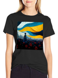Ukraine Flag Art Graphic Tee - Black Cotton