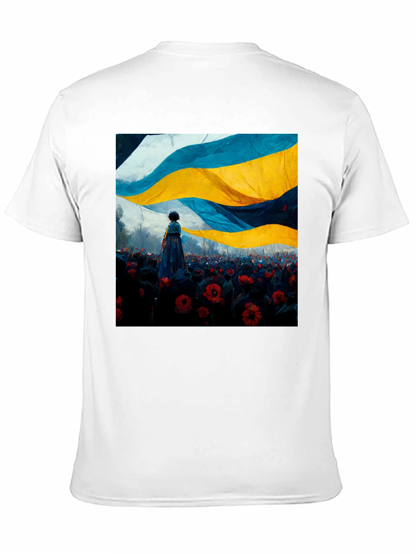 Ukraine Flag Art Graphic Tee - Black Cotton