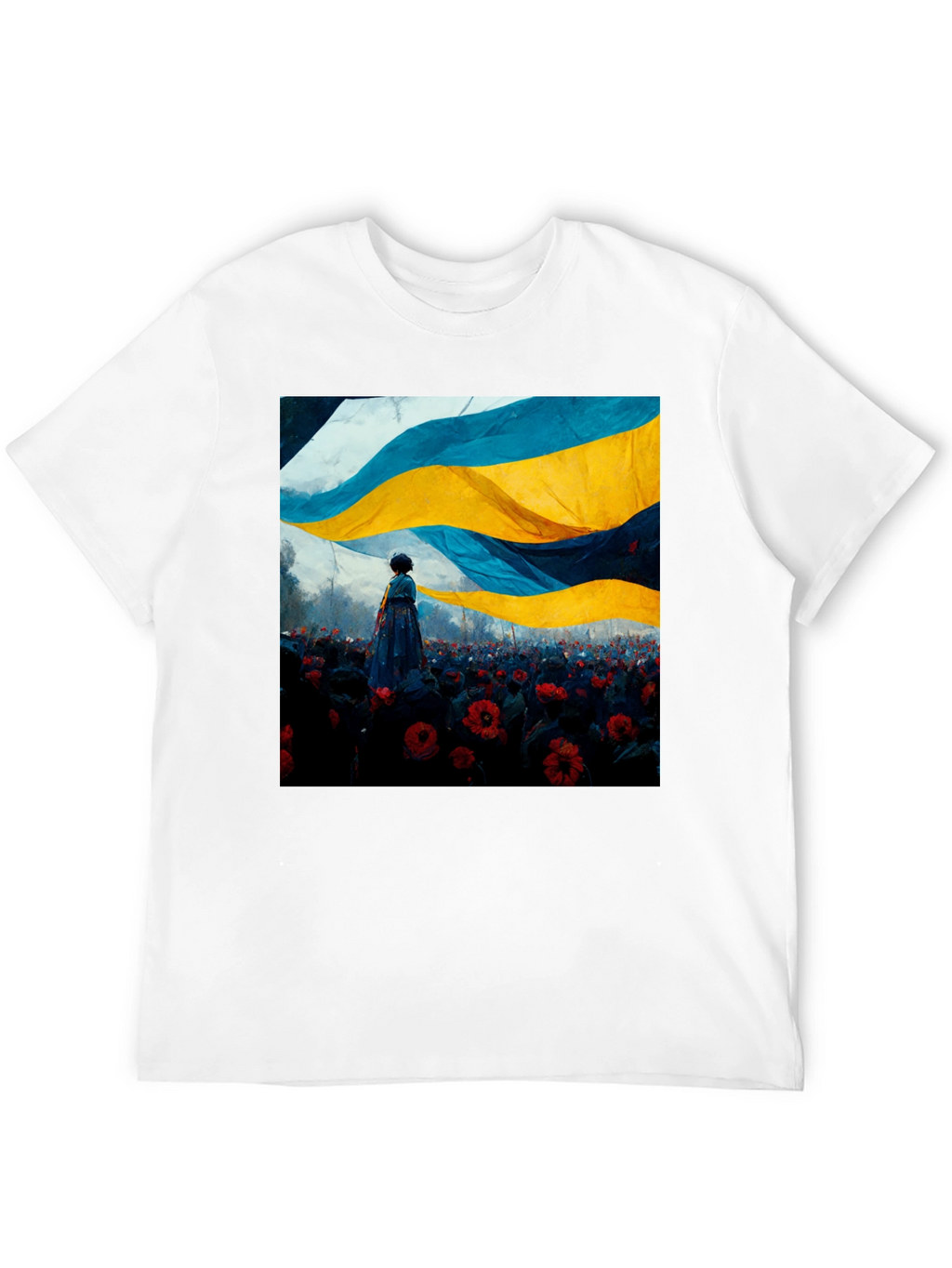 Ukraine Flag Art Graphic Tee - Black Cotton