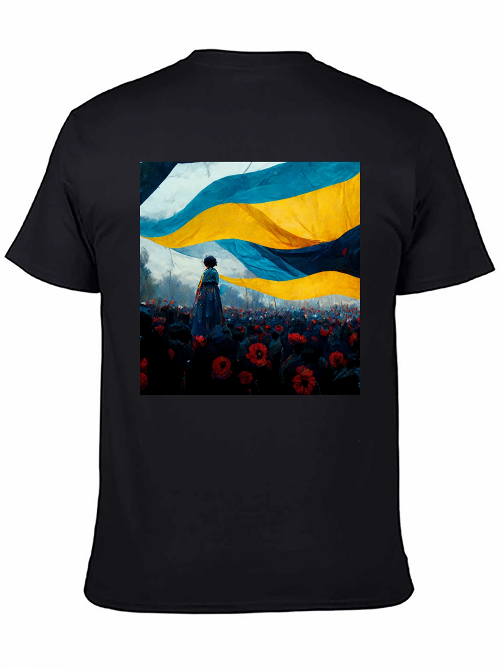 Ukraine Flag Art Graphic Tee - Black Cotton