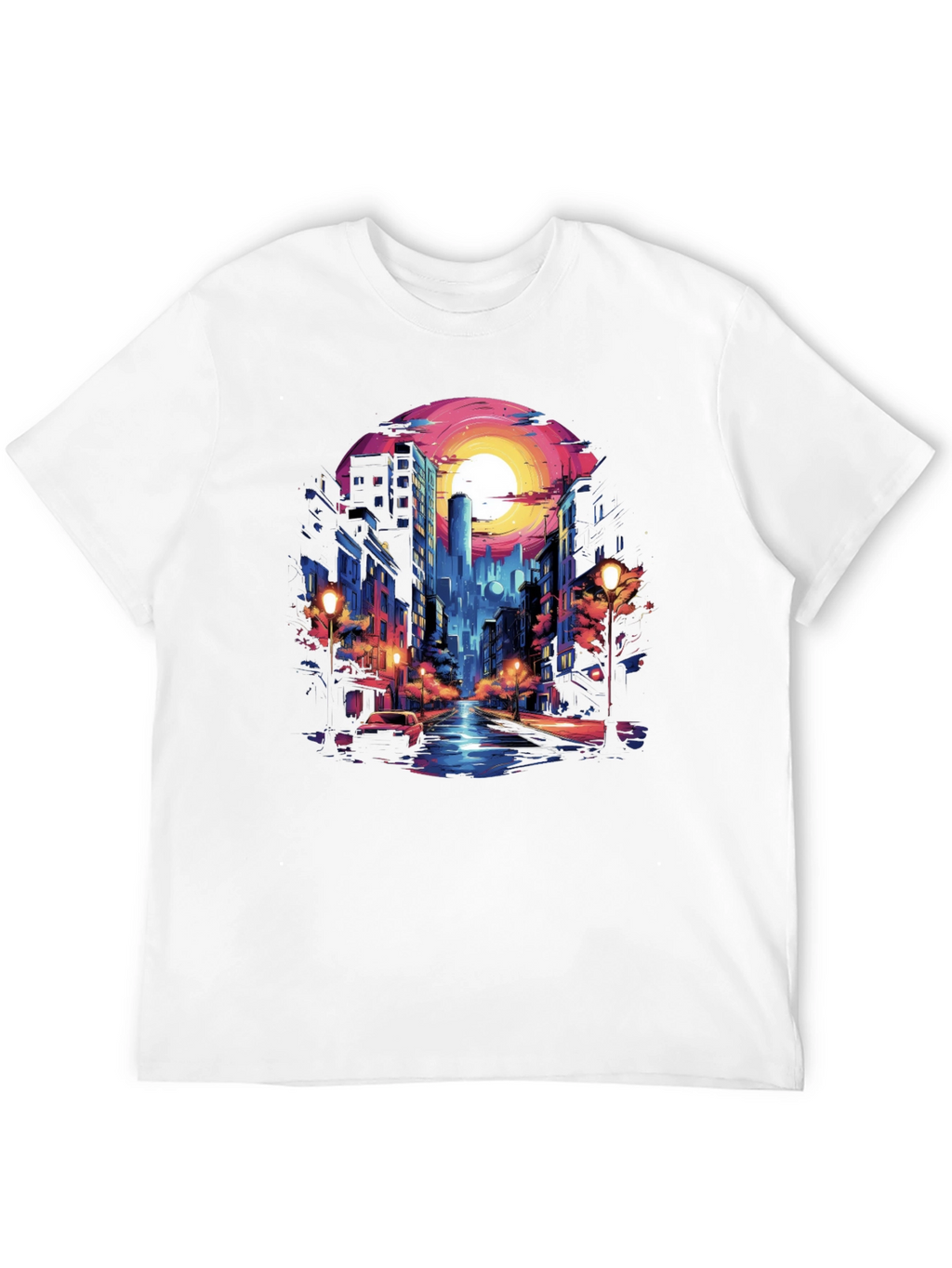 Neon Cityscape Graphic Tee