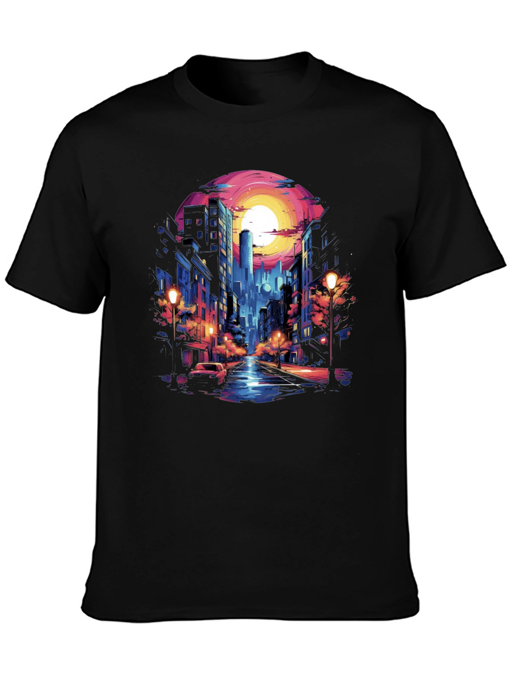 Neon Cityscape Graphic Tee