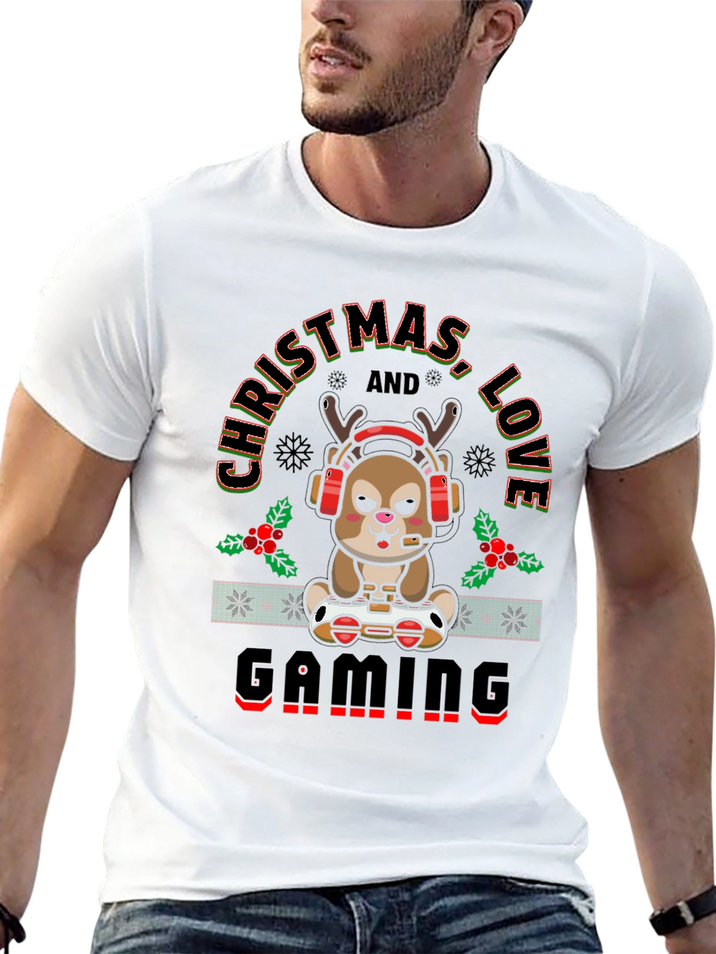 Christmas Love Gaming Deer T-Shirt