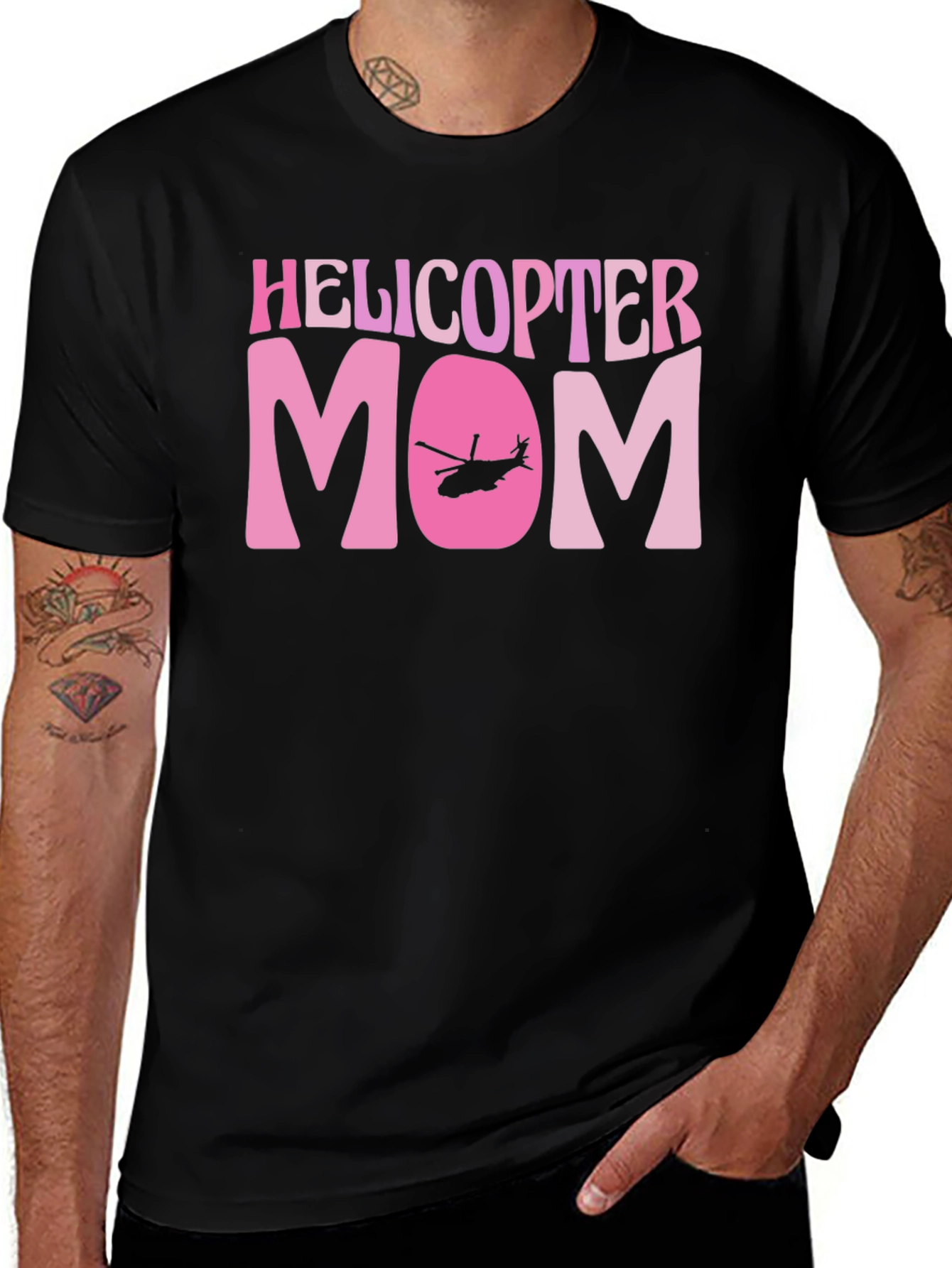 Helicopter Mom Black Graphic T-Shirt