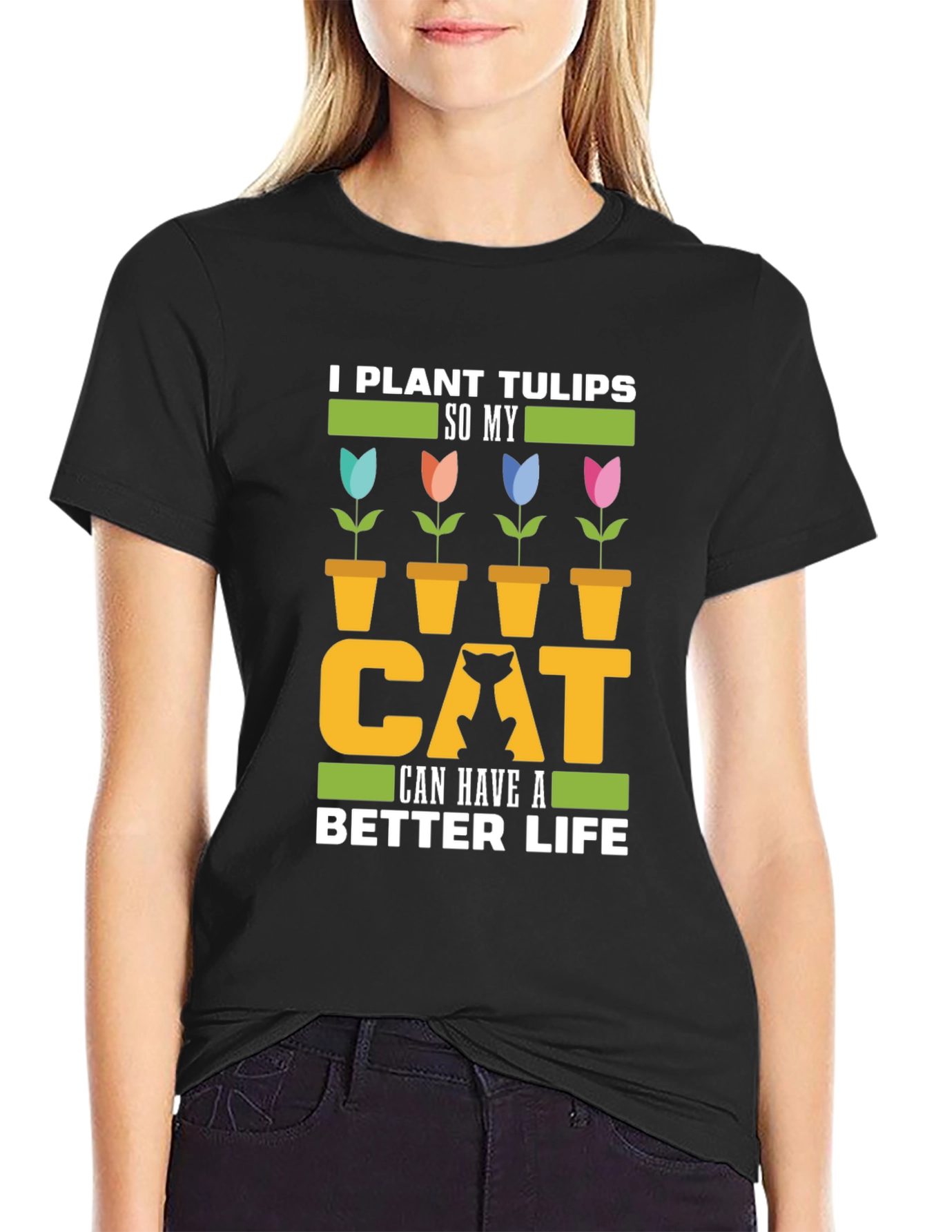 Funny Cat Lover T-Shirt - Tulip Garden Tee