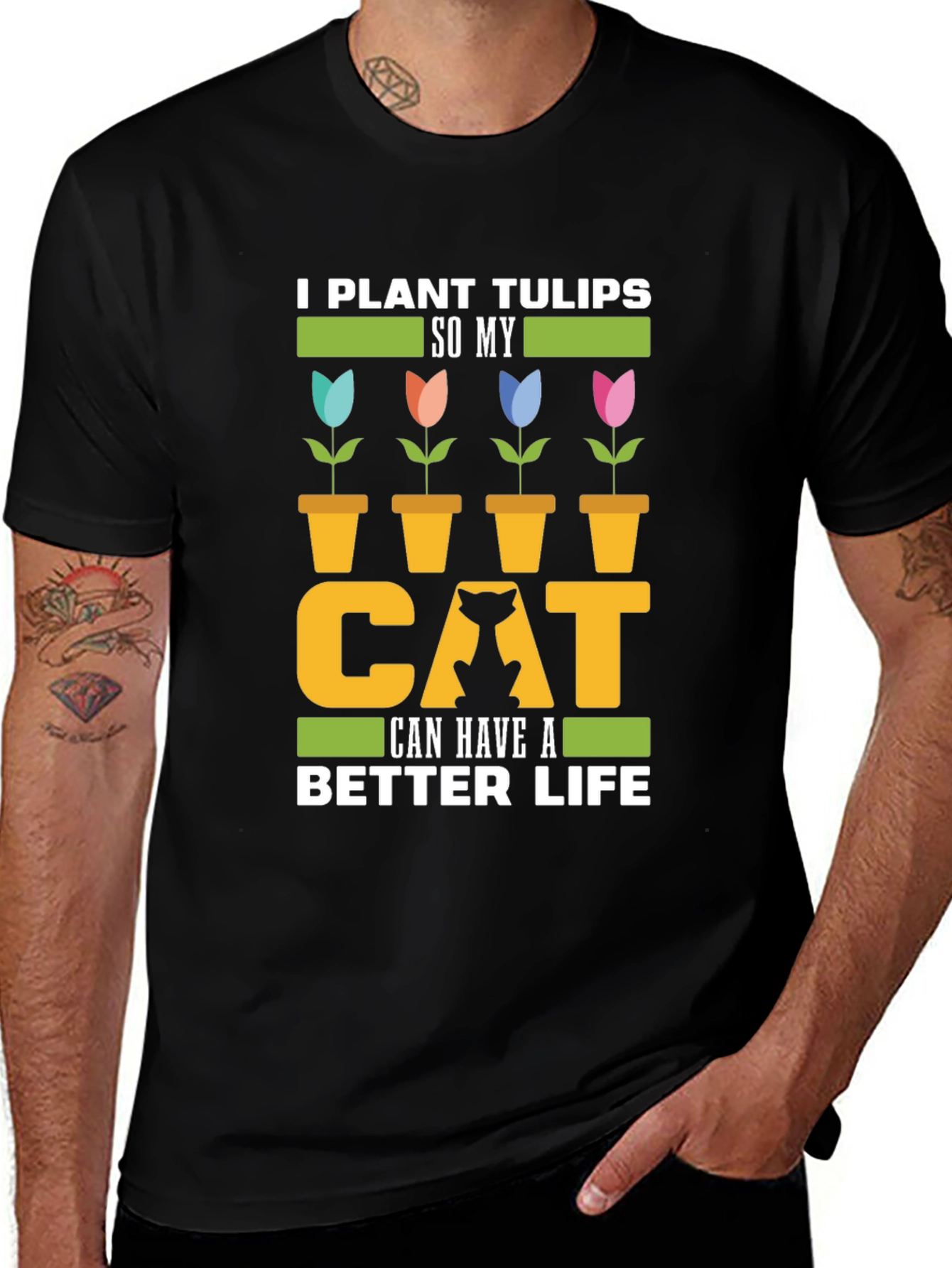 Funny Cat Lover T-Shirt - Tulip Garden Tee