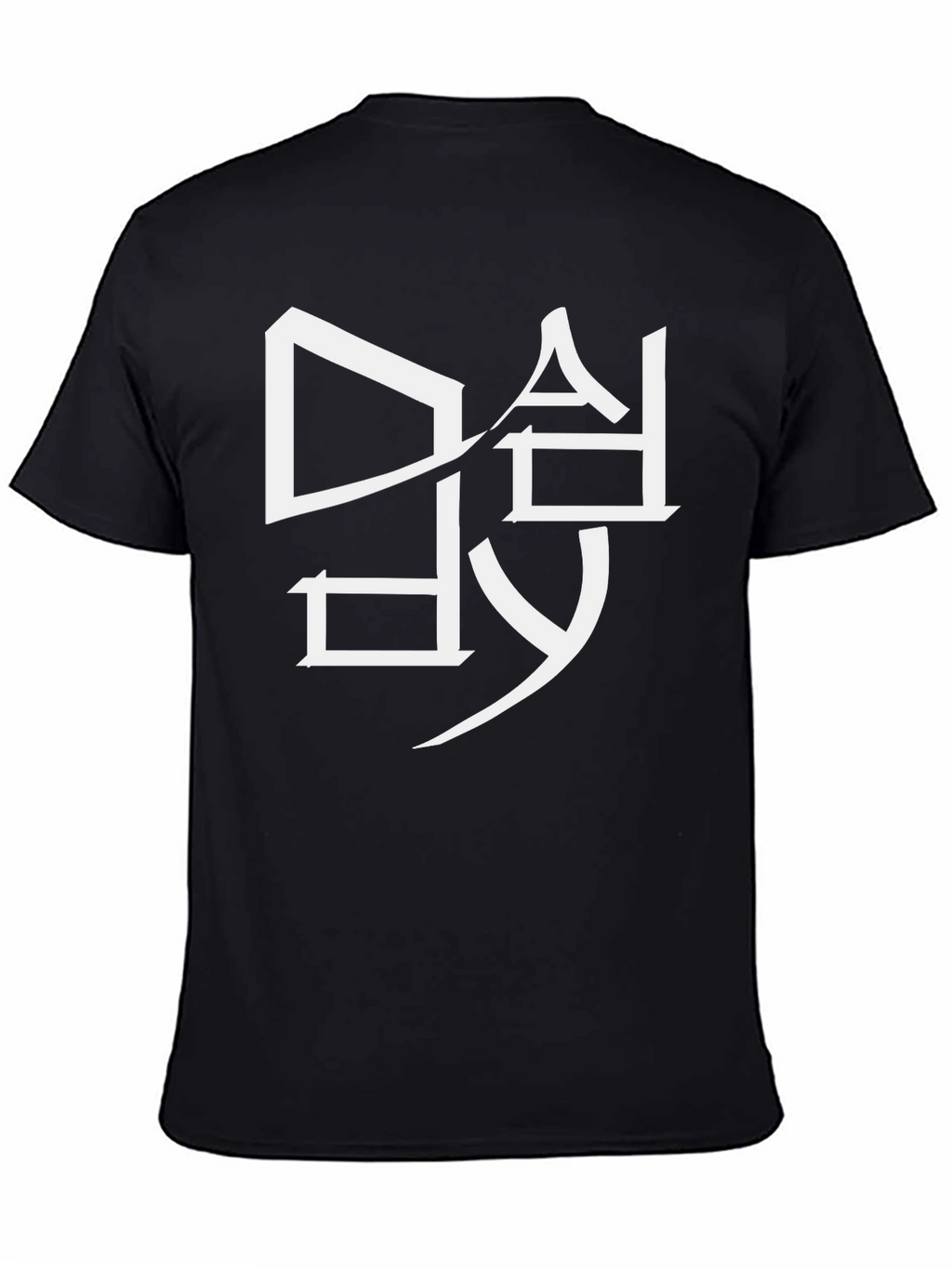 Modern Graphic Tee - White Design on Black