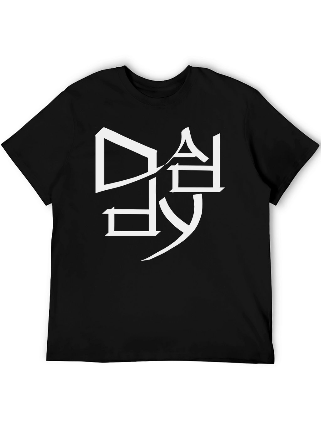 Modern Graphic Tee - White Design on Black