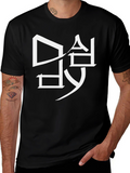 Modern Graphic Tee - White Design on Black