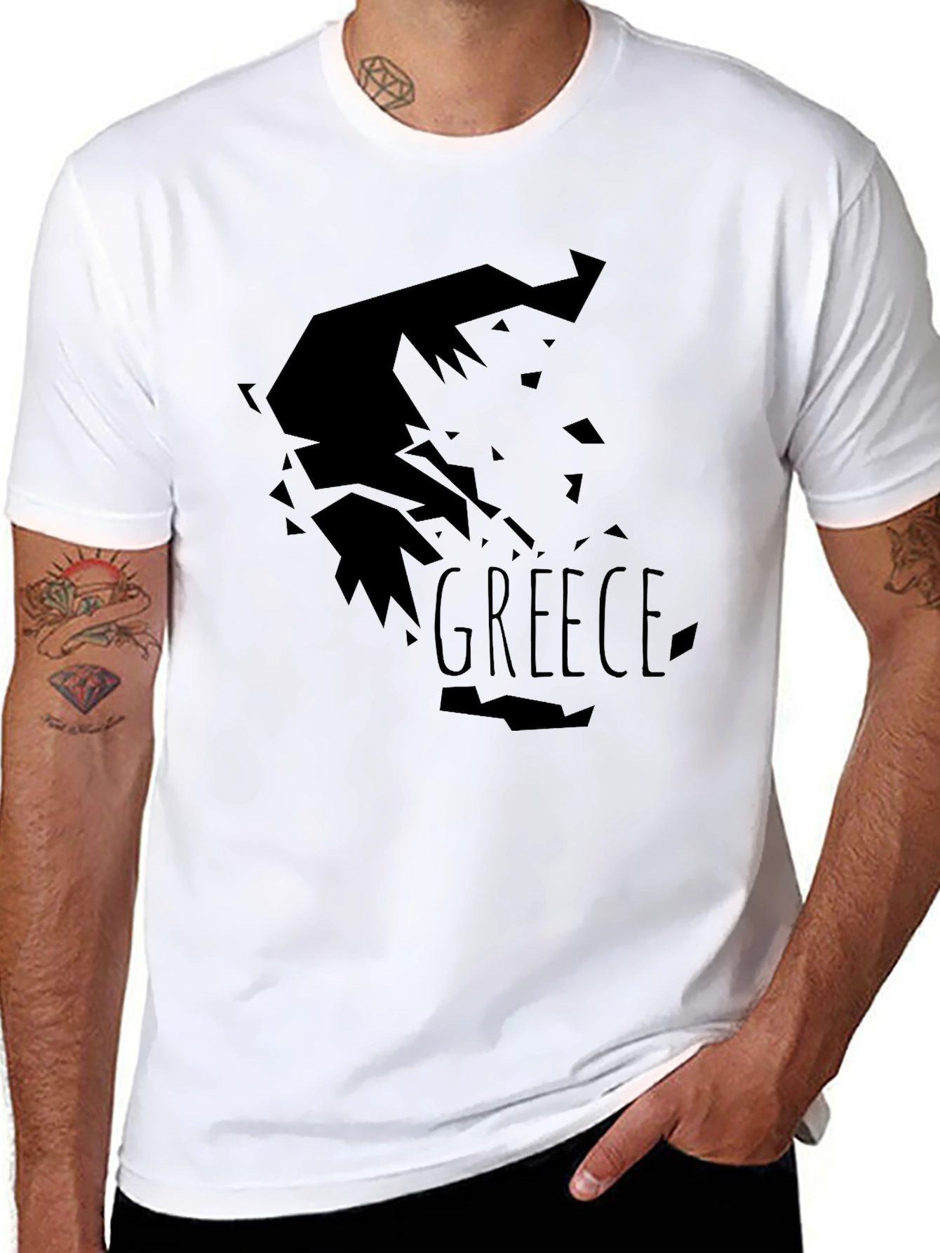 Greece Map T-Shirt - Black Graphic Tee