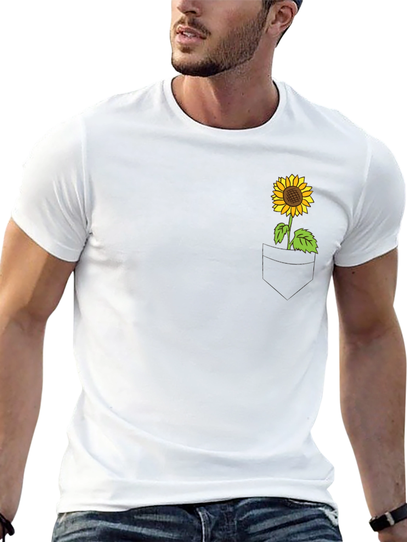 Sunflower Pocket T-Shirt - Casual Graphic Tee