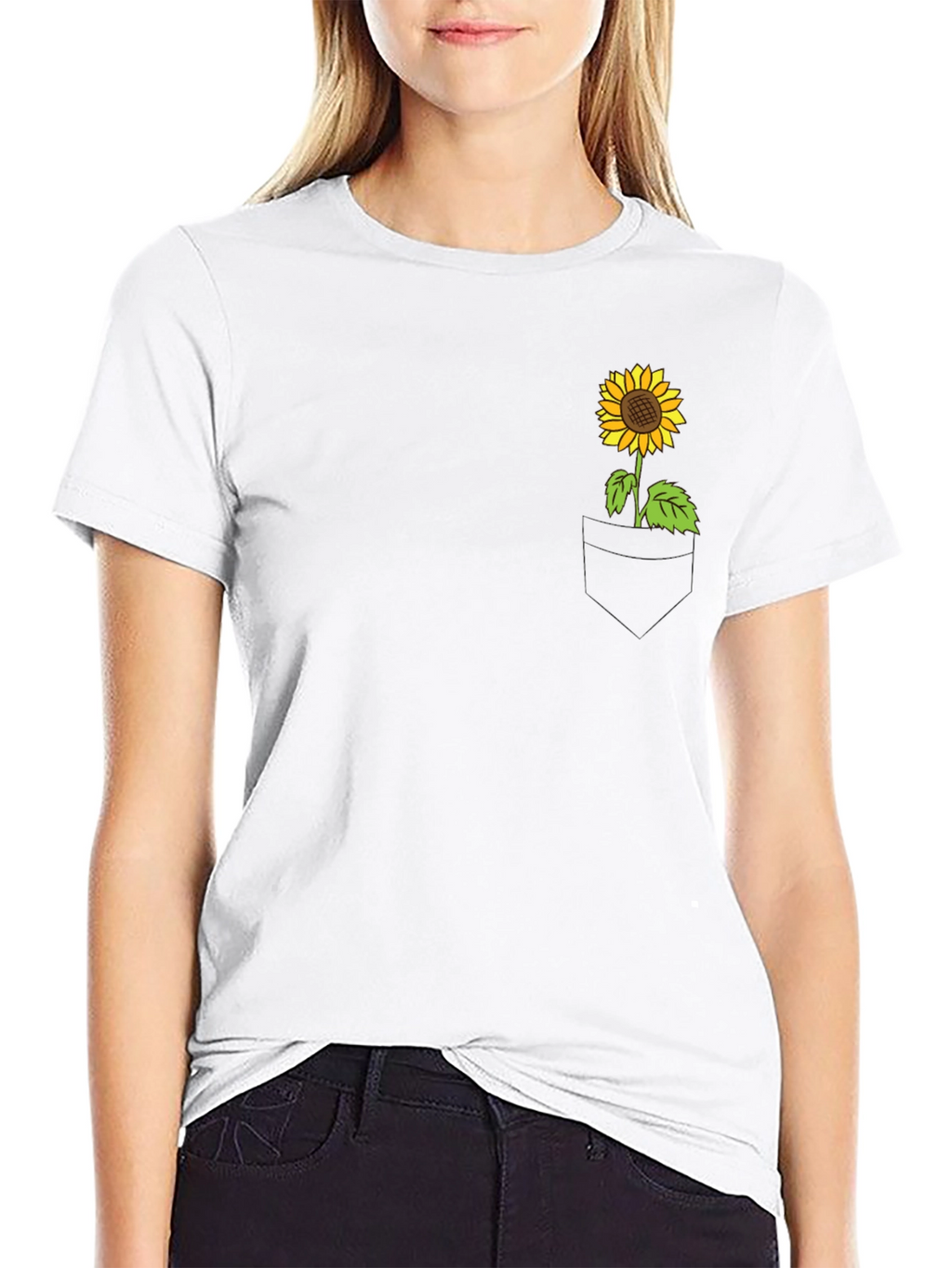 Sunflower Pocket T-Shirt - Casual Graphic Tee