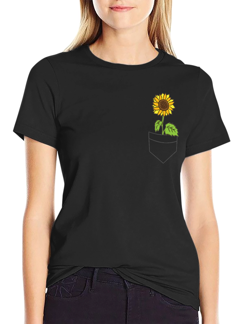 Sunflower Pocket T-Shirt - Casual Graphic Tee